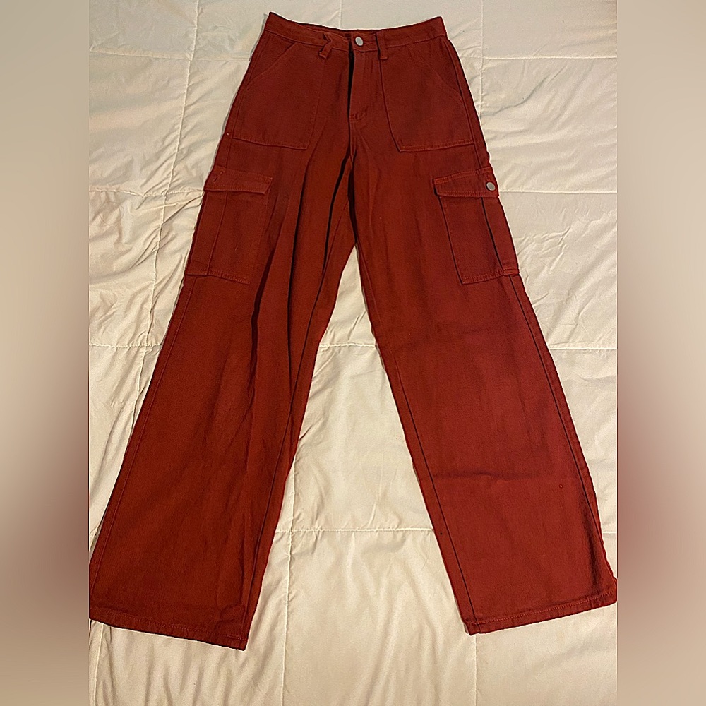 Burgundy Red Cargo Jeans